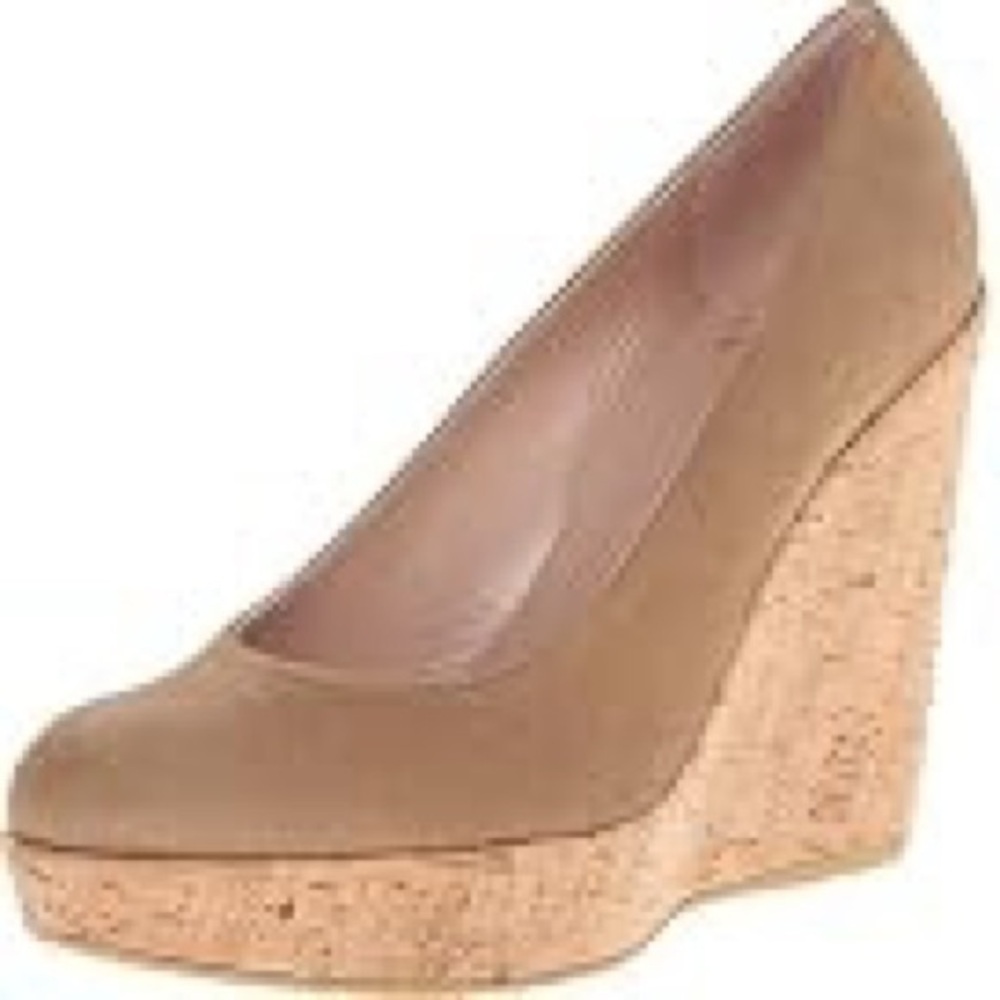 Women's Tan Nubuck Corkswoon Stuart Weitzman Wedge Pumps